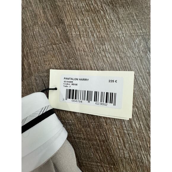 NWT BA&SH Women’s Harry Contrasting-Waistband Trousers in Beige  Size 3 - Picture 5 of 6